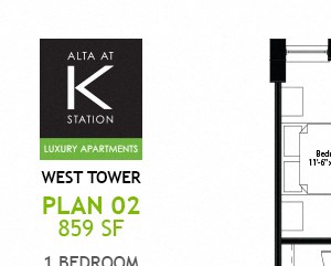 West Tower - 1 Bed - Plan 02 West Tower - 1 Bed - Plan 02